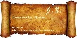 Joanovits Noémi névjegykártya